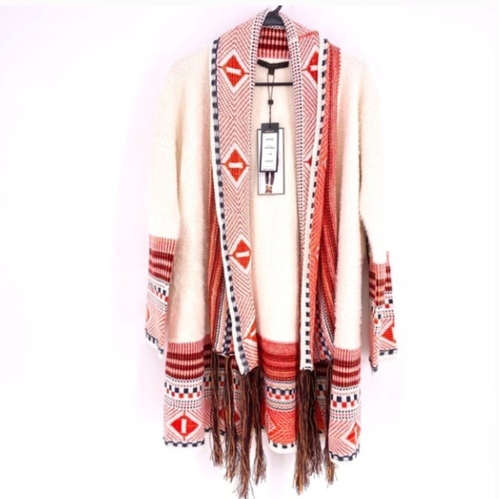 Maxsport Women's Open Front Western Boho Cardigan Sweater Medium - Picture 1 of 7
